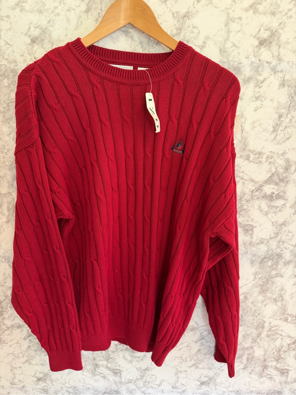 Izod Men's Red Cable-Knit Crewneck Sweater NWT